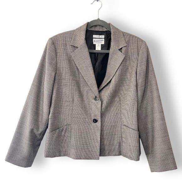 Vintage Jackets & Blazers - Vintage Pendleton Charcoal Gray Stretch Virgin Wool Two Button Twee-Style Blazer